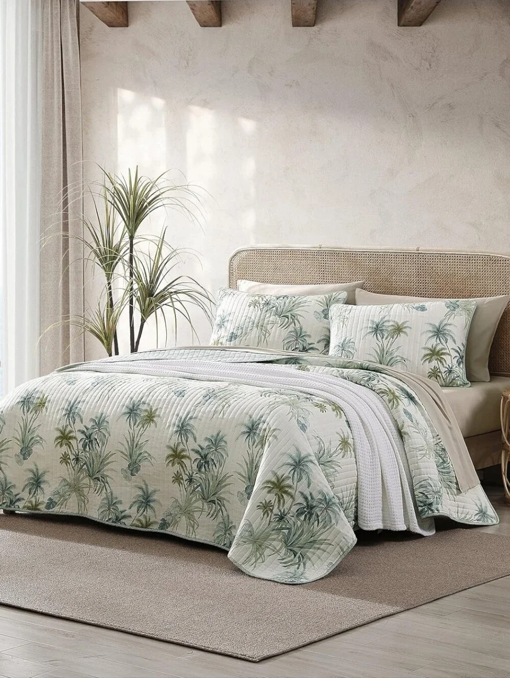 NEW! Tommy Bahama - Queen Quilt, Reversible, Serenity Palm Blue